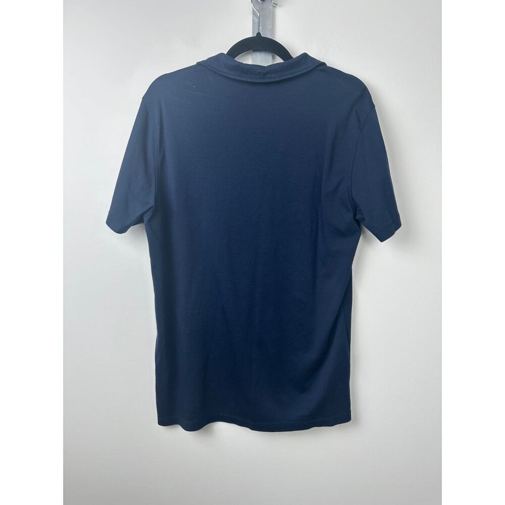MEN'S L ROBERT BARAKETT POLO 1/4 ZIP SHIRT PIMA COTTON NAVY BLUE GOLF SS A13 - Picture 4 of 6